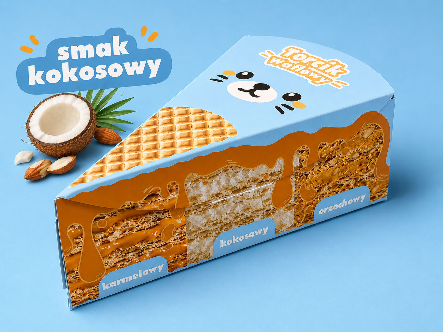 Torcik waflowy z mlekiem zagęszczonym Smak Kokosowy x5 sztuk