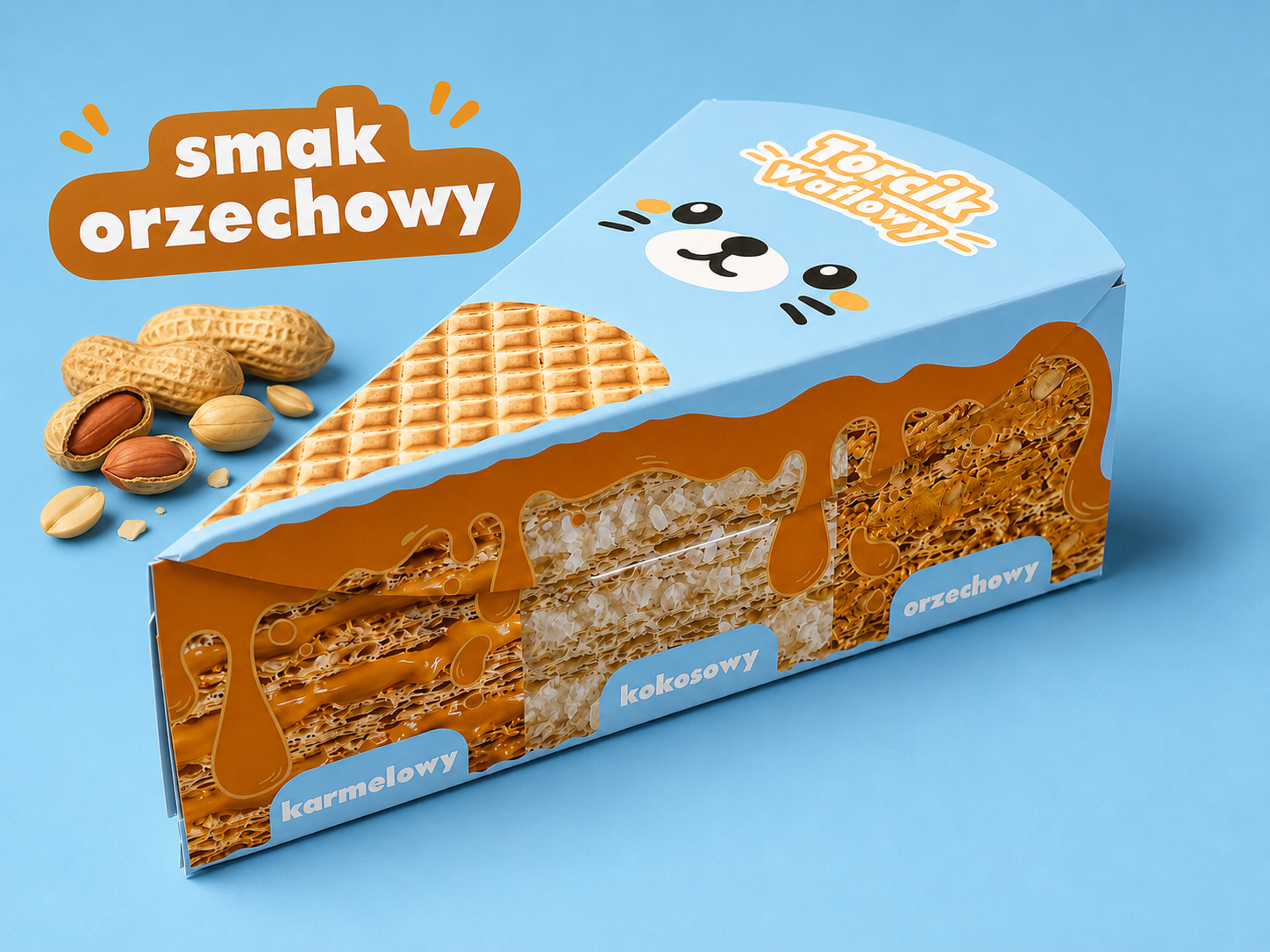 Torcik waflowy z mlekiem zagęszczonym Smak Orzechowy x5 sztuk